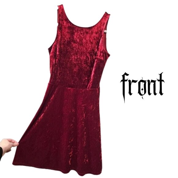 H&M crushed red velvet low back mini dress size 4 - Picture 3 of 5